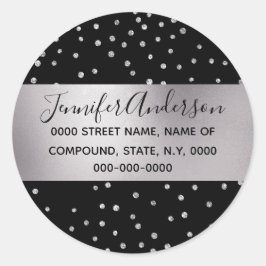 Diamond confetti shimmer zwart zilver DIY Ronde Sticker