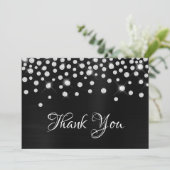 Diamond Confetti Zwart Satijn Gradiënt Folie Bedankkaart (Staand voorkant)