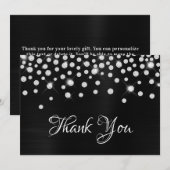 Diamond Confetti Zwart Satijn Gradiënt Folie Bedankkaart (Voorkant / Achterkant)