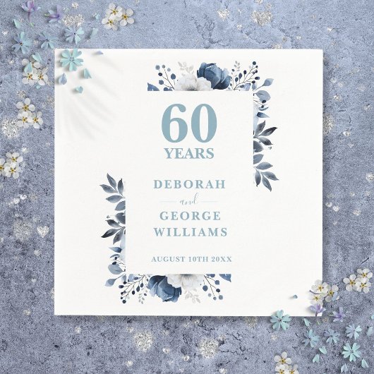 Diamond Country Floral 60ste bruiloft Jubileum Servet