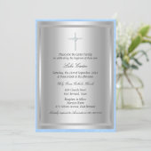 Diamond Cross Blue Baptism/Christening Invitation Kaart (Staand voorkant)