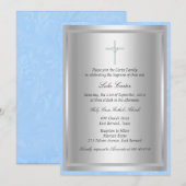 Diamond Cross Blue Baptism/Christening Invitation Kaart (Voorkant / Achterkant)