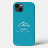 Diamond Crown, naam, uw bericht, Blauwgroen Case-Mate iPhone Case (Achterkant)