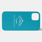 Diamond Crown, naam, uw bericht, Blauwgroen Case-Mate iPhone Case (Achterkant (horizontaal))