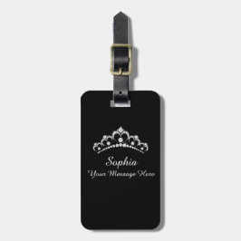 Diamond Crown, naam, uw bericht, info, zwart Bagagelabel