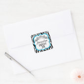 Diamond Crown Zebra Aqua Blue Stickers (Envelop)