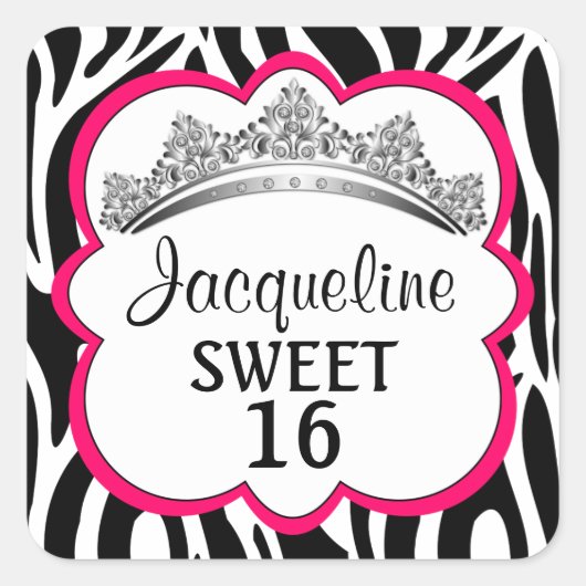 Diamond Crown Zebra Fuchsia Stickers (Voorkant)