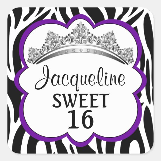 Diamond Crown Zebra Paarse Stickers (Voorkant)