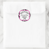 Diamond Crown Zebra Roze Ronde Sticker (Tas)