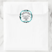 Diamond Crown Zebra Turquois Ronde Sticker (Tas)