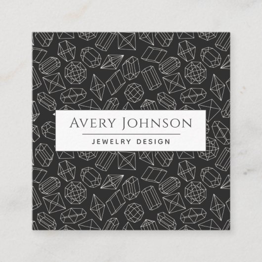 Diamond Crystal Edelsteen Patroon Sieraden Ontwerp Vierkante Visitekaartje (Voorkant)