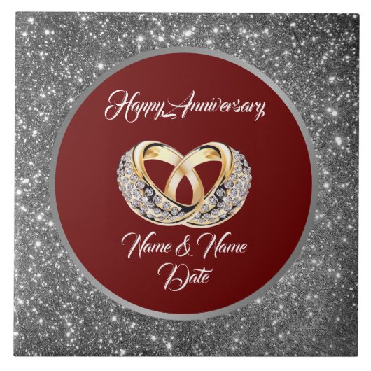 Diamond Customize Wedding Rings Silver Anniversary Tegeltje (Voorkant)