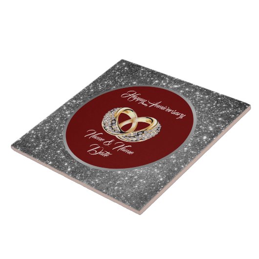 Diamond Customize Wedding Rings Silver Anniversary Tegeltje (Zijkant)