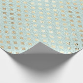 Diamond Cut Foxier Gold Mint Green Pastel Linen Cadeaupapier (Hoek)