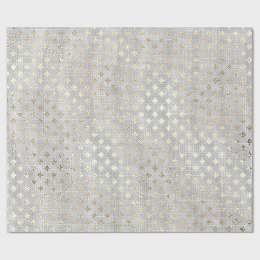 Diamond Cut Foxier Gold Silver Grey VIP Linen Cadeaupapier (Vlak)