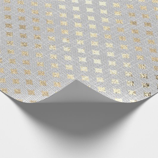 Diamond Cut Foxier Gold Silver Grey VIP Linen Cadeaupapier (Hoek)