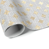 Diamond Cut Foxier Gold Silver Grey VIP Linen Cadeaupapier (Rol Hoek)