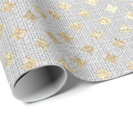 Diamond Cut Foxier Gold Silver Grey VIP Linen Cadeaupapier