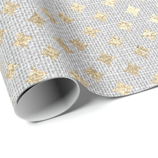 Diamond Cut Foxier Gold Silver Grey VIP Linen Cadeaupapier (Rol Hoek)