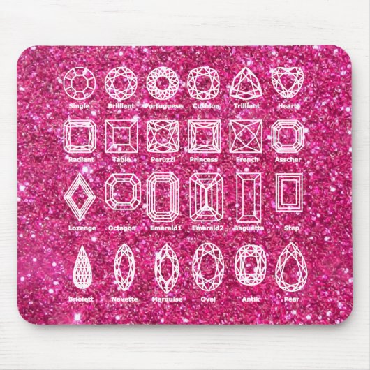 Diamond Cuts_Glitter_roze Muismat (Voorkant)