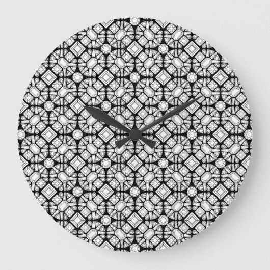 Diamond Cutter Black en White Wall Clock Grote Klok (Voorkant)