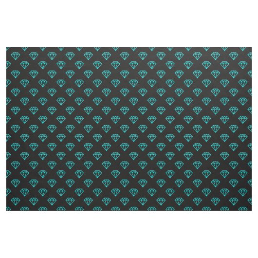 Diamond - Cyaan op zwart Stof (Yard (91,4 cm))