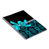 Diamond Damask (Blauwgroen Glitter) Notitieboek (Rechterzijde)
