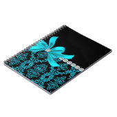 Diamond Damask (Blauwgroen Glitter) Notitieboek (Linkerzijde)