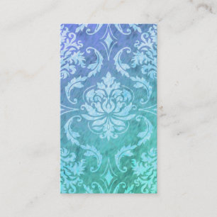 Diamond Damask, COLORFUL RAIN in Blue & Turquoise Visitekaartje