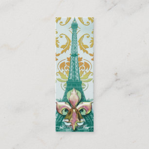 Diamond Damask, EIFFEL TOWER in Gold en Blauwgroen Mini Visitekaartje
