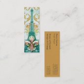 Diamond Damask, EIFFEL TOWER in Gold en Blauwgroen Mini Visitekaartje (Voorkant / Achterkant)