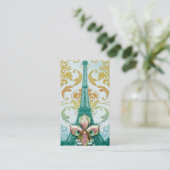 Diamond Damask, EIFFEL TOWER in GOLD en BLAUWGROEN Visitekaartje (Staand voorkant)