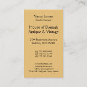 Diamond Damask, EIFFEL TOWER in GOLD en BLAUWGROEN Visitekaartje (Achterkant)