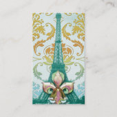 Diamond Damask, EIFFEL TOWER in GOLD en BLAUWGROEN Visitekaartje (Voorkant)