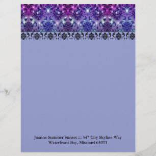 Diamond Damask, FAIRY LIGHTS in Plum and Blue Briefhoofd