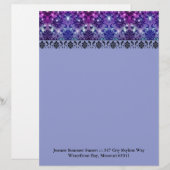 Diamond Damask, FAIRY LIGHTS in Plum and Blue Briefhoofd (Voorkant / Achterkant)