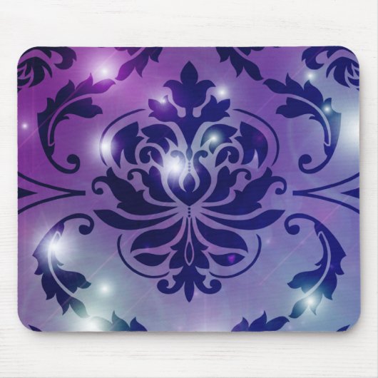 Diamond Damask, FAIRY LIGHTS in Plum & Blue Muismat (Voorkant)