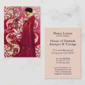 Diamond Damask, FASCINATIE in rood en roze Visitekaartje (Voorkant / Achterkant)