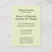 Diamond Damask, FASCINATION in Gold & Cream Visitekaartje (Achterkant)