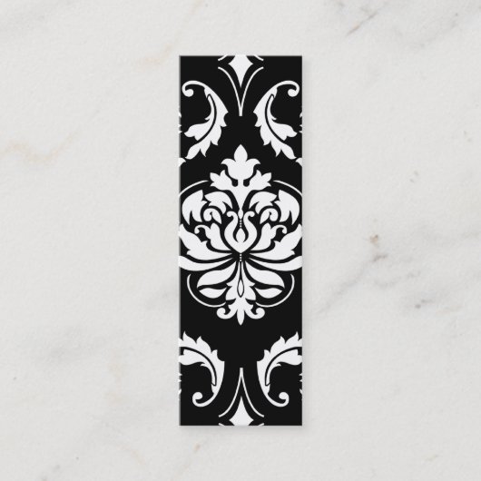 Diamond Damask in het wit op Black Mini Visitekaartje (Voorkant)