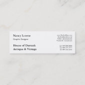 Diamond Damask in het wit op Black Mini Visitekaartje (Achterkant)