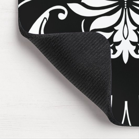 Diamond Damask in het wit op Black Muismat (Hoek)