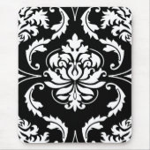Diamond Damask in het wit op Black Muismat (Voorkant)
