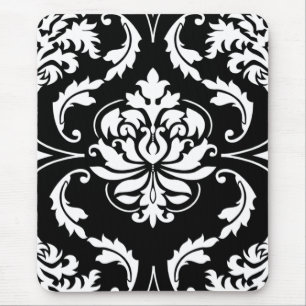 Diamond Damask in het wit op Black Muismat