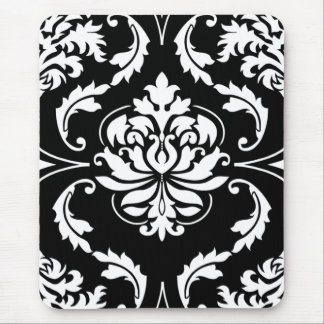 Diamond Damask in het wit op Black Muismat