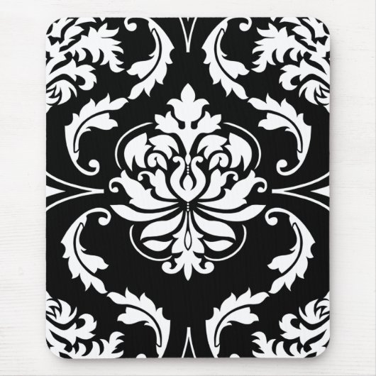 Diamond Damask in het wit op Black Muismat (Voorkant)