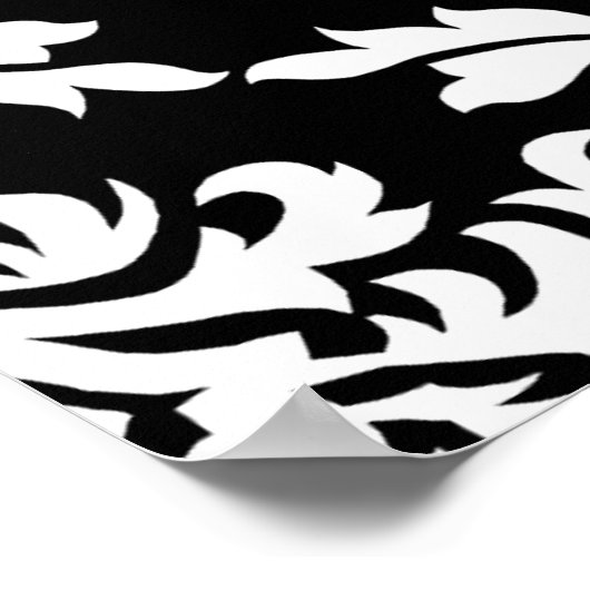 Diamond Damask in het wit op Black Poster (Hoek)