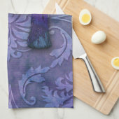 Diamond Damask, MOROCCO in Blauwgroen en Paars Theedoek (Quarter Fold)