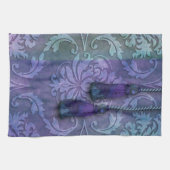 Diamond Damask, MOROCCO in Blauwgroen en Paars Theedoek (Horizontaal)