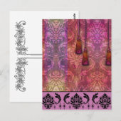 Diamond Damask, MOROCCO in Fuchsia & Orange Briefkaart (Voorkant / Achterkant)